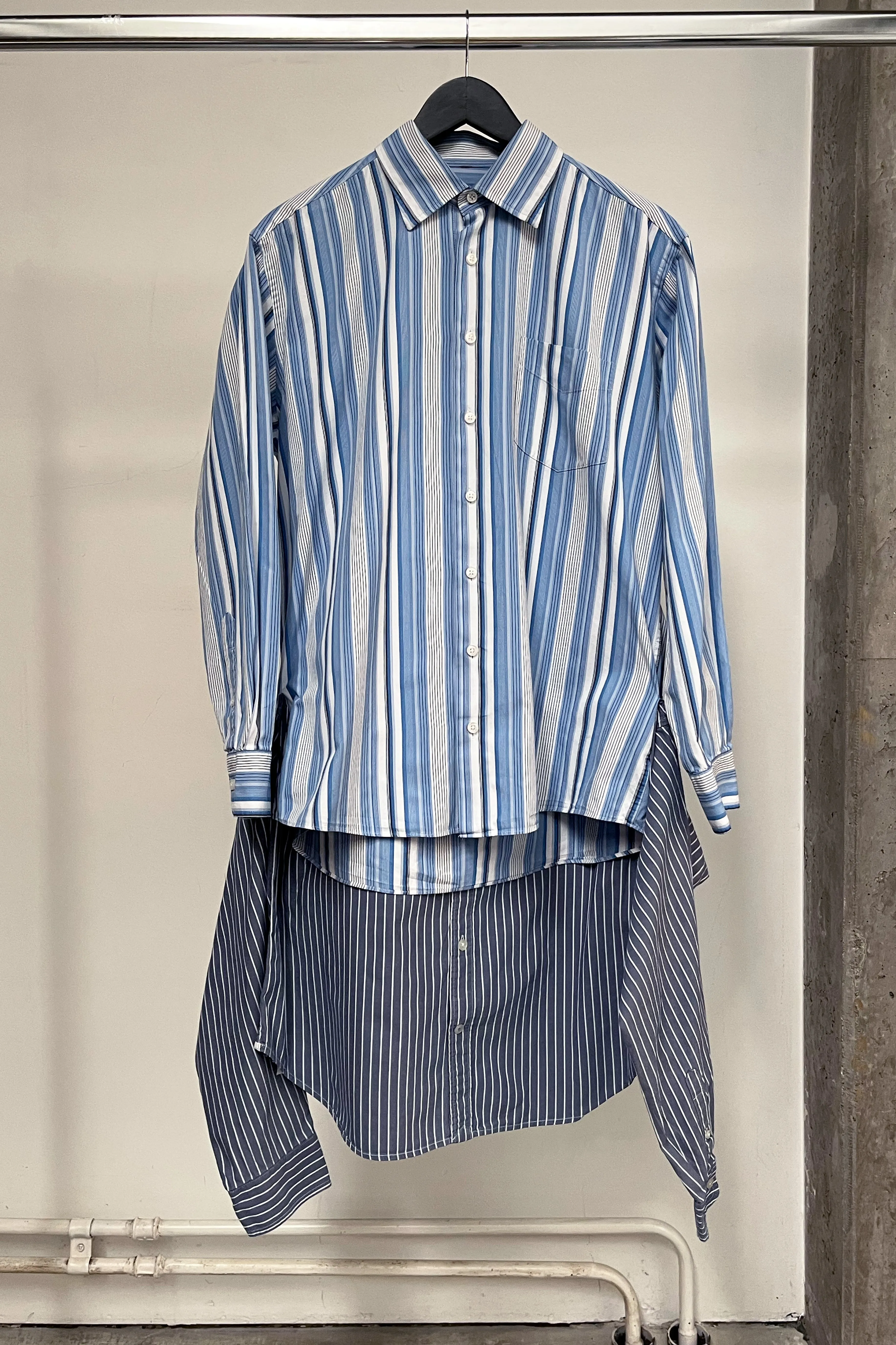 COX shirt stripes blue and grey