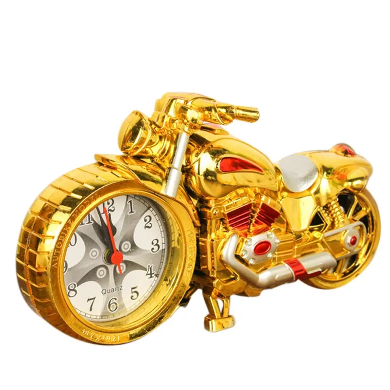 Creative Motorcycle Motorbike Pattern Alarm Clock Desk Clock Creative Home Birthday Gift Cool Clock (Wheel Type was Randomly)