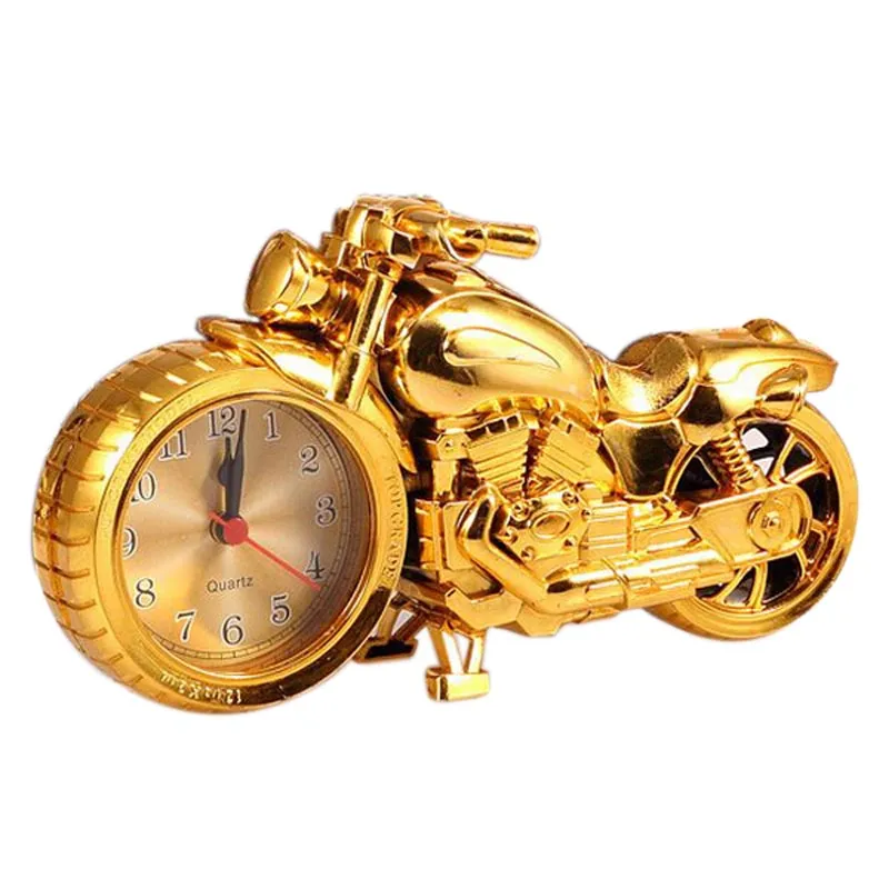 Creative Motorcycle Motorbike Pattern Alarm Clock Desk Clock Creative Home Birthday Gift Cool Clock (Wheel Type was Randomly)