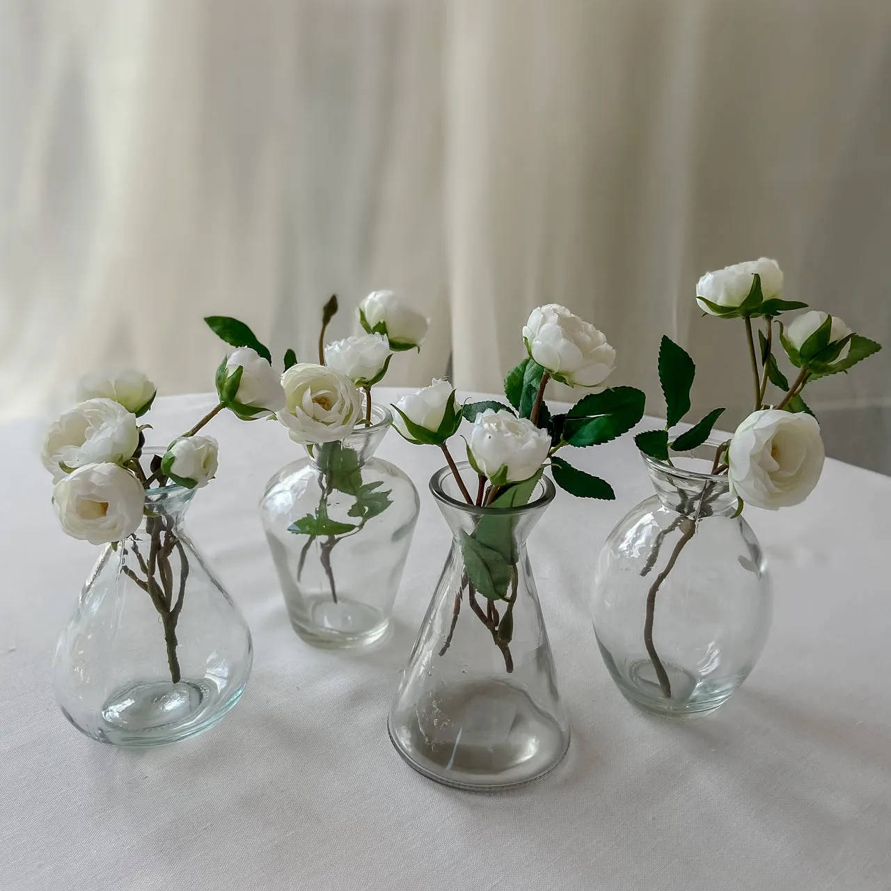 Dainty Clear Glass Bud Vases Wedding Table Decorations - Set of 4