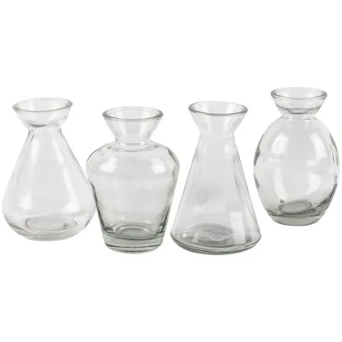 Dainty Clear Glass Bud Vases Wedding Table Decorations - Set of 4