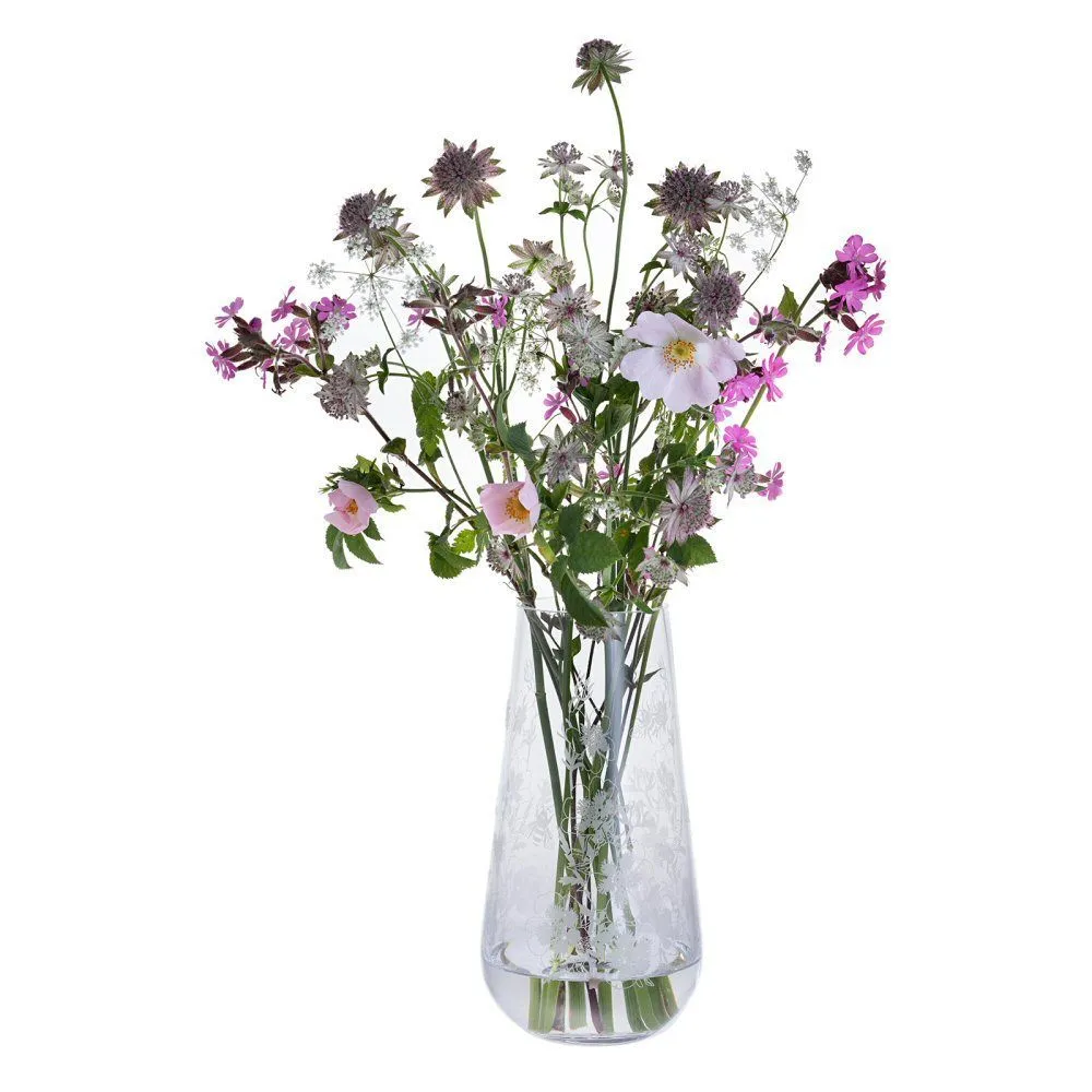 Dartington Crystal 26cm Bloom Bees & Potentilla Tapered Vase