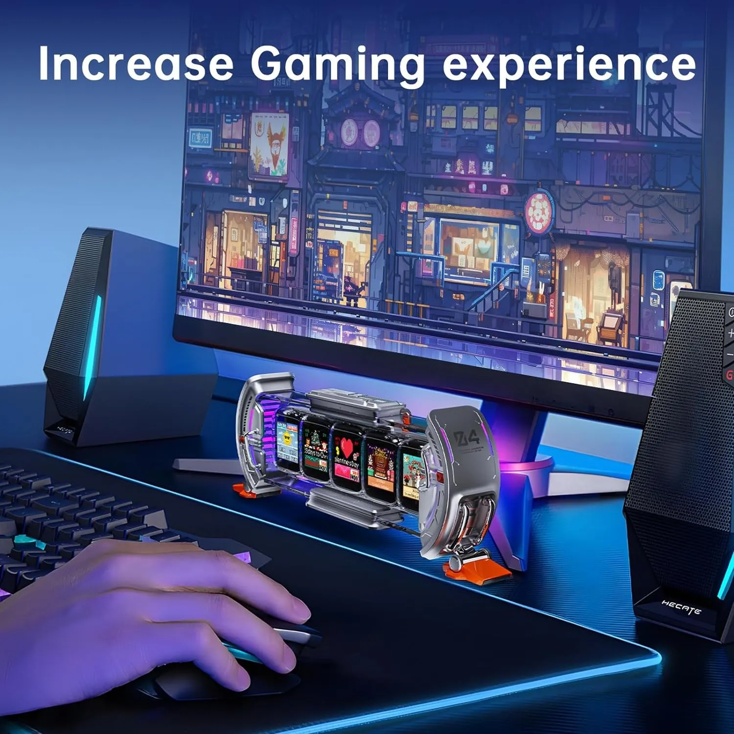 Divoom Times Gate - Cyberpunk Gaming Setup Digital Clock with Smart APP Control, Wifi Connect, RGB LED Display, Personalized Dashboard, Pixel Art for Gaming Room & Office Decor(Sliver)