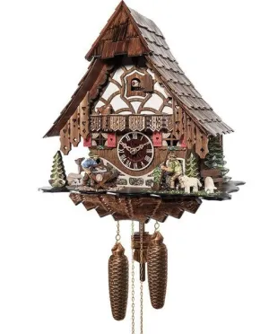 Eight Day Cuckoo Clock Moving Man Saws Wood and Volksmarcher