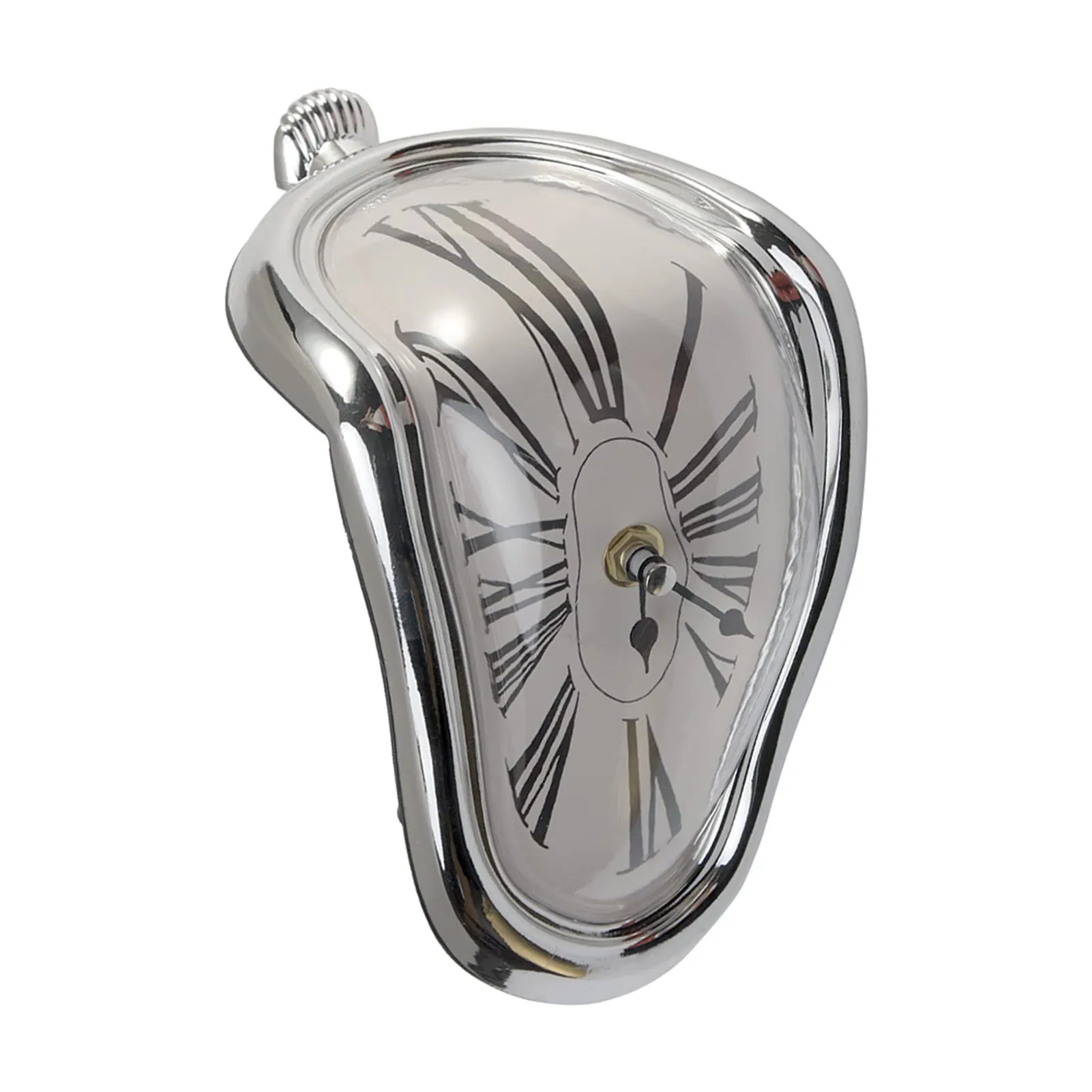 EKDJKK Melting Clock, Decorative Dali Watch Melting Clock, Fashion Surrealistic Table Shelf Desk Clock Salvador Dali Inspired Funny Home Office Desks Watch (Silver)