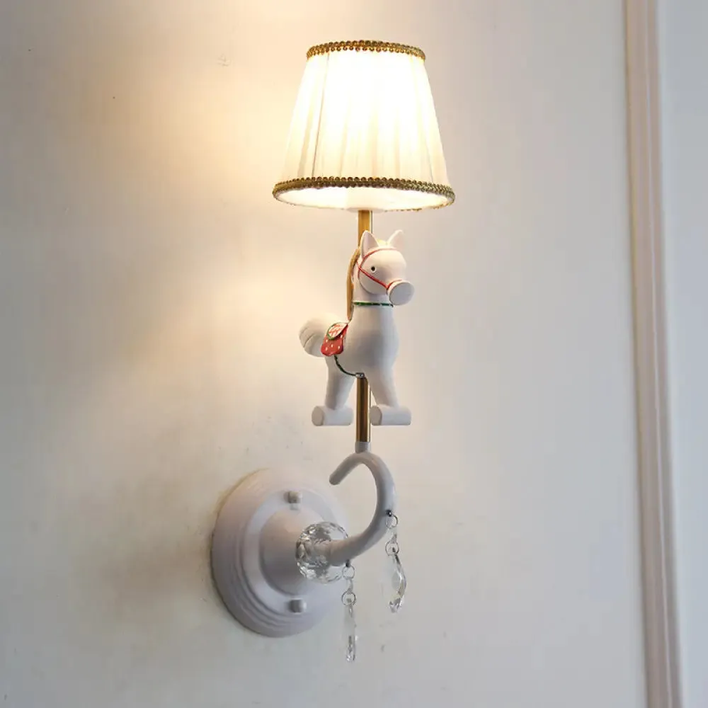 Elephant Foyer 1 Light Metal Candle Wall Lamp - White Finish