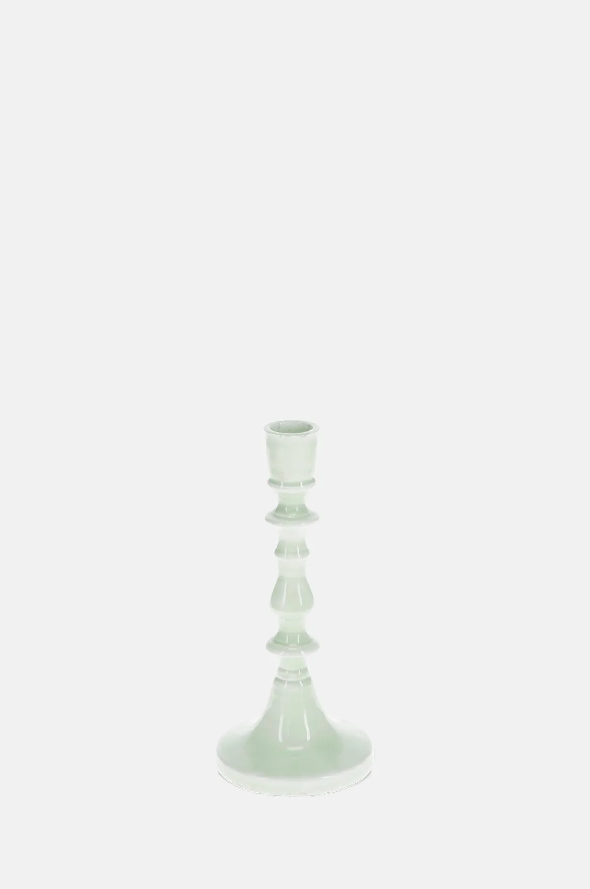 Enamel Candlestick 19cm Light Grey