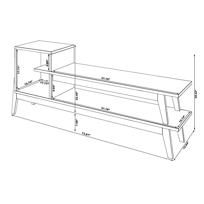Essence 73.82" TV Stand with 2 Shelves in Grey