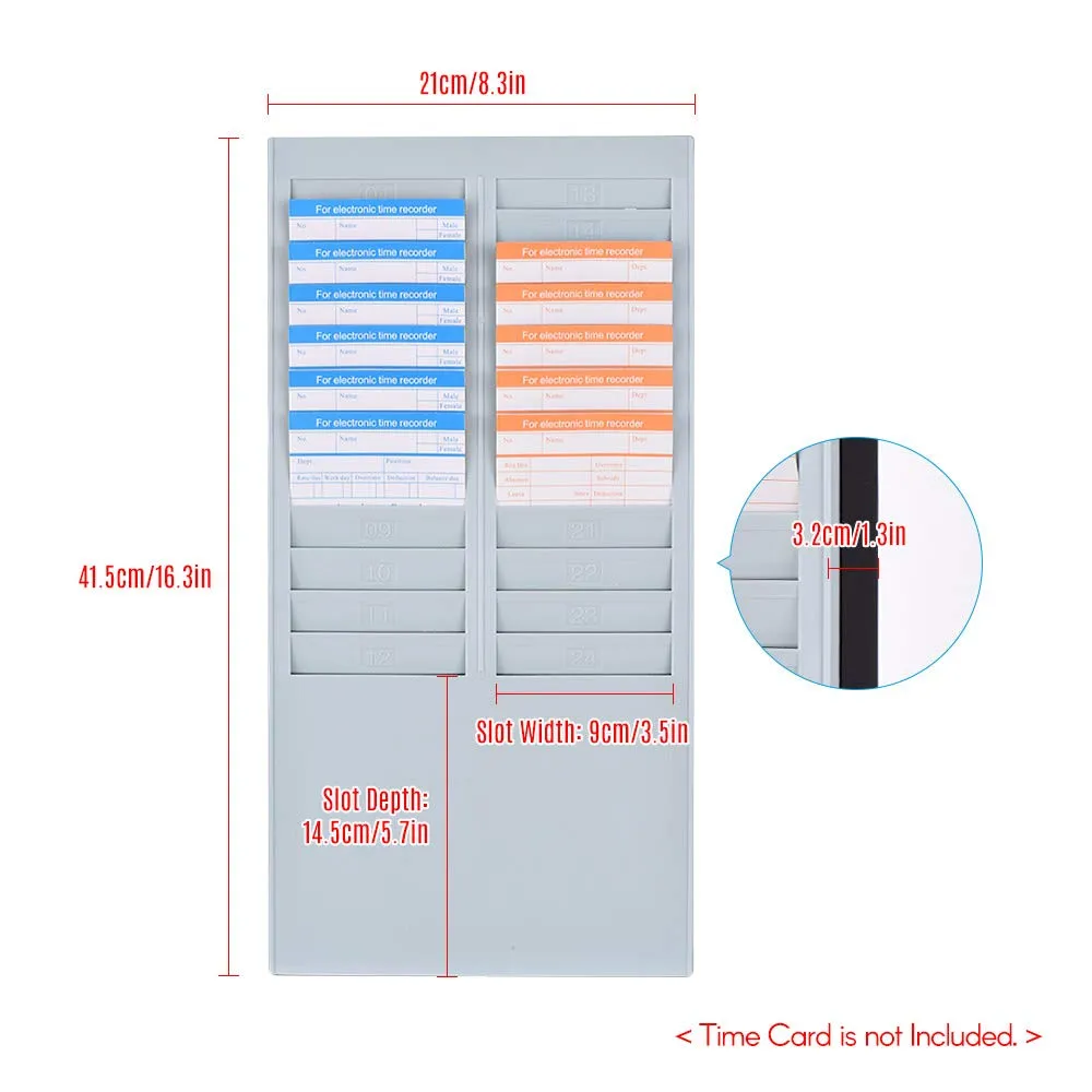 Festnight DOYO Time Card Rack Wall Mount Holder 24 Pocket Slot for Attendance Recorder Punch Time Office
