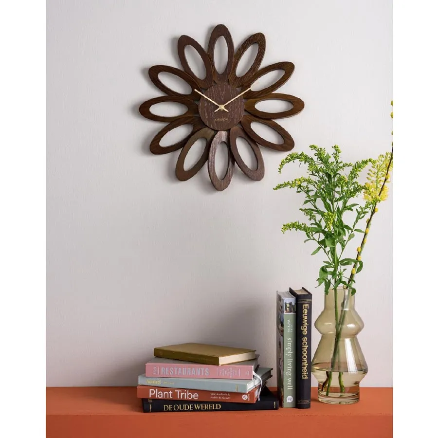 Fiore Wall Clock - Dark Wood (40cm)