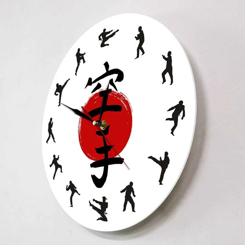 Fistfight Karate Wall Decor Hanging Silent Wall Watch Japanese Martial Arts