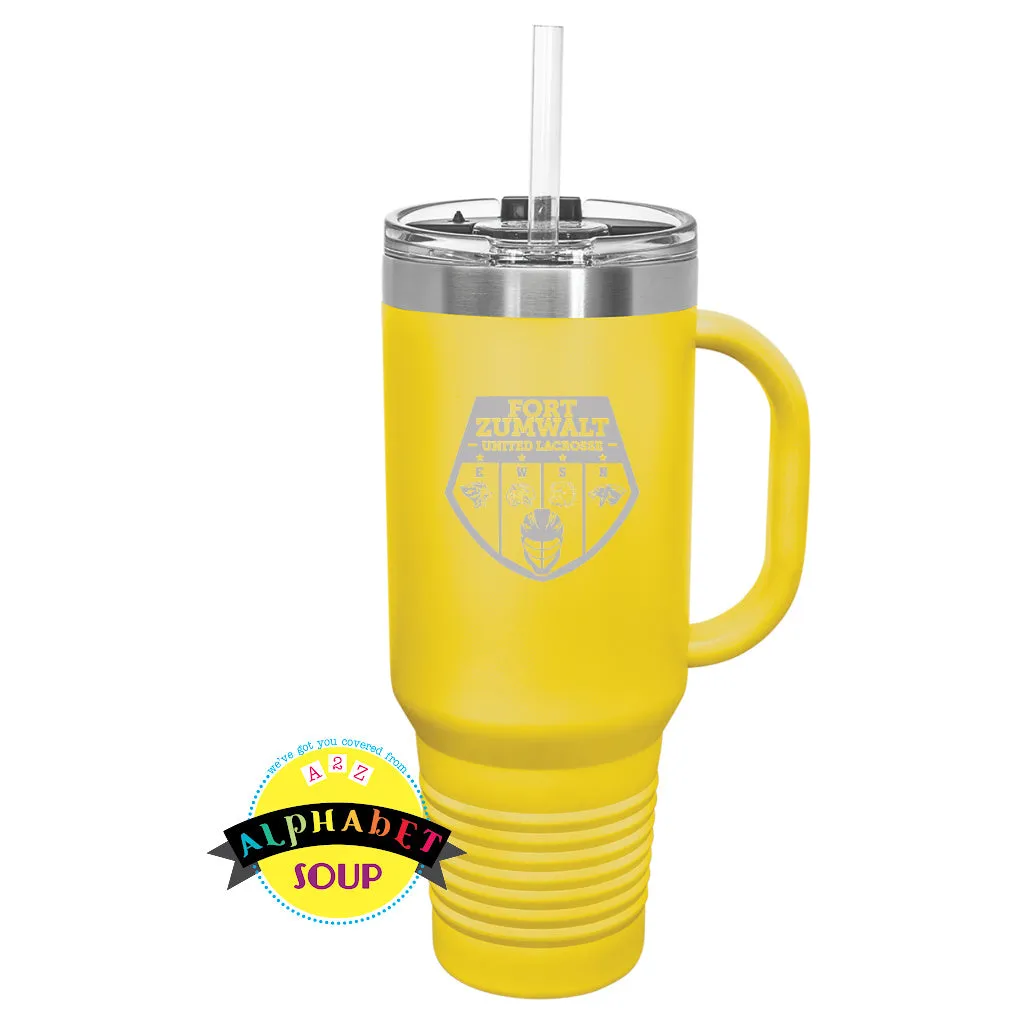 FZ United Boys Lacrosse Stainless Etched Travel Mug With Handle