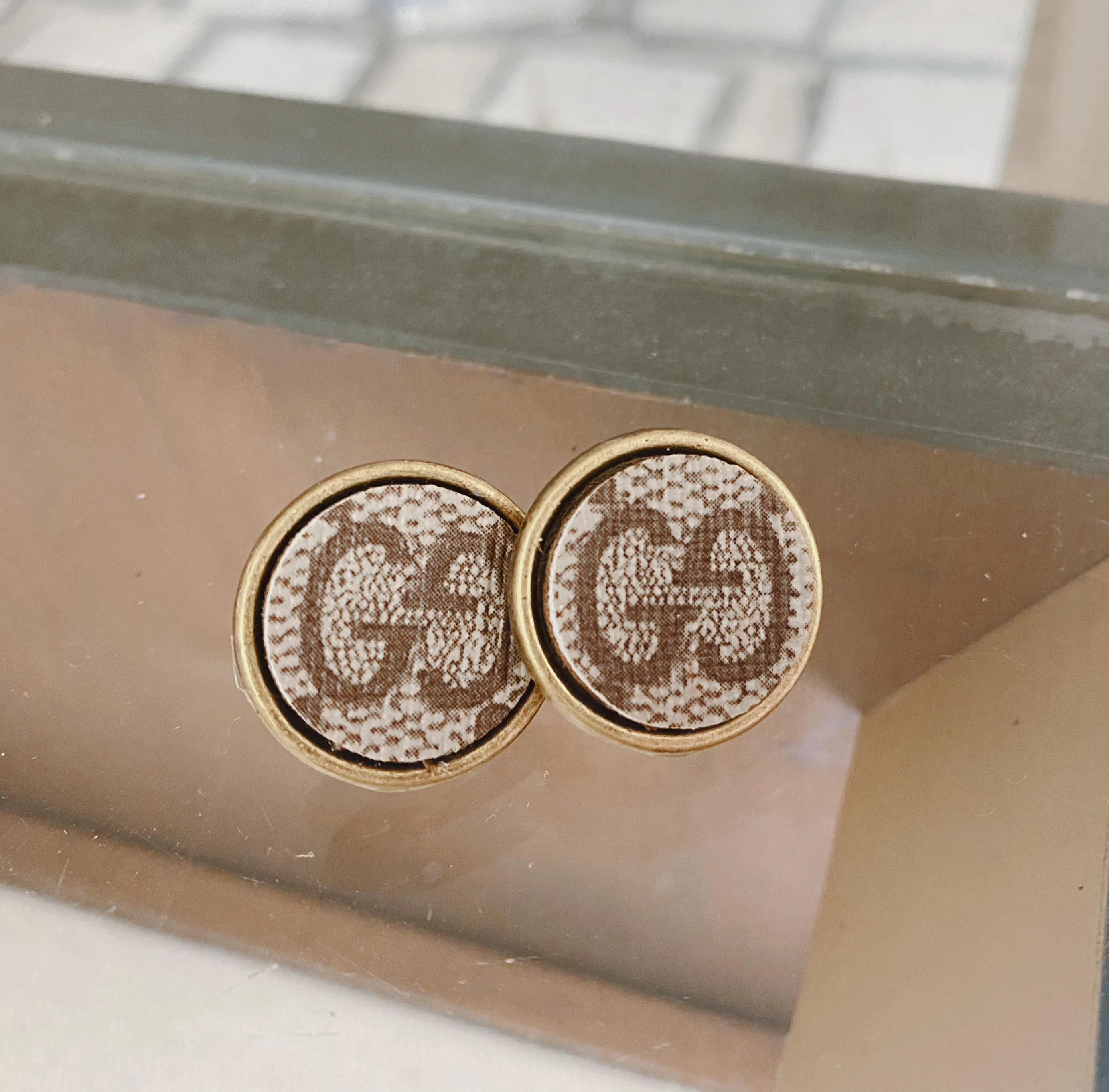 G Upcycled Stud Earrings