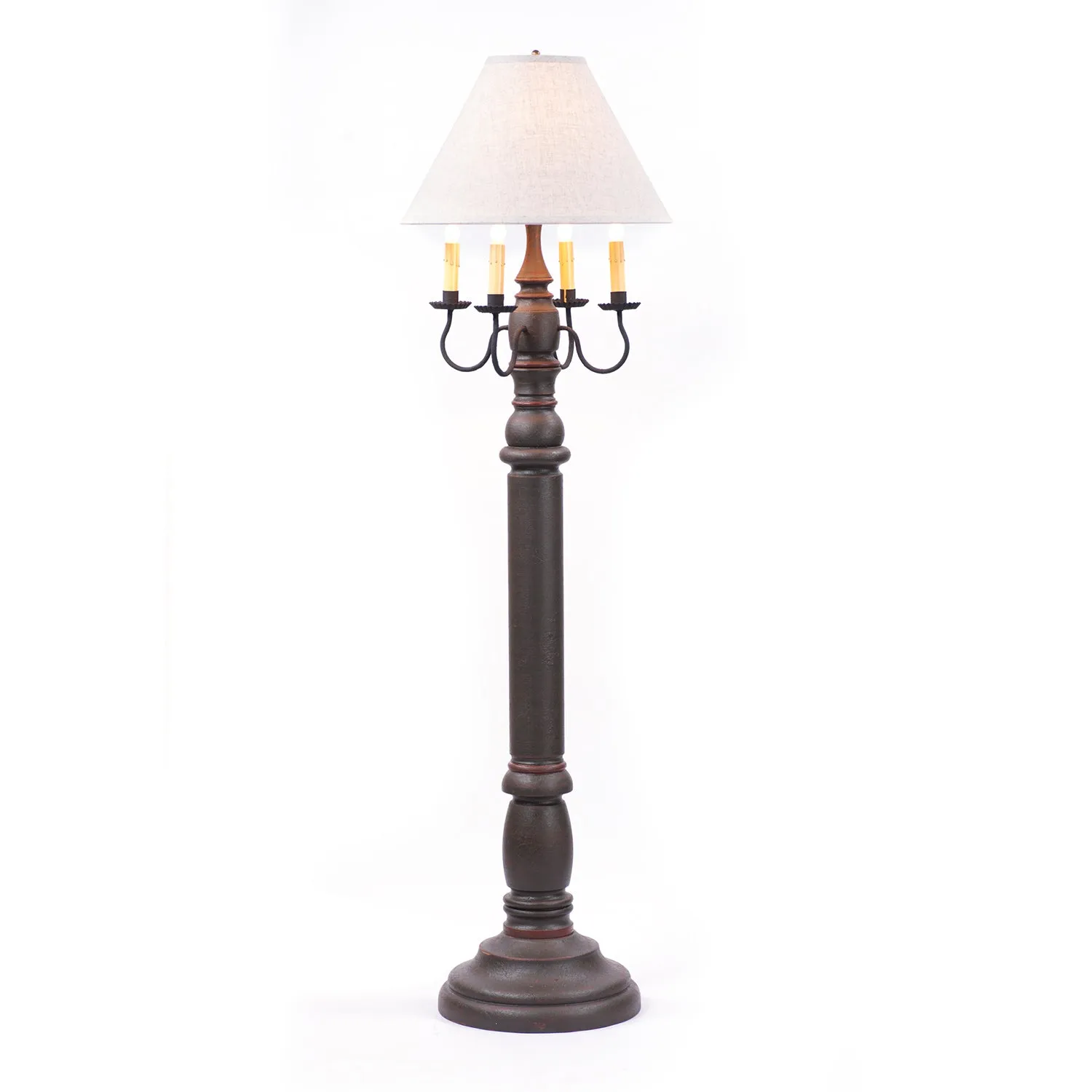 General James Floor Lamp in Espresso with Linen Ivory Shade