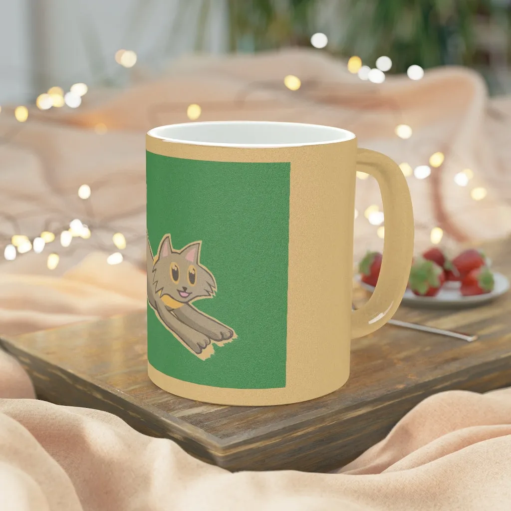 Grey Kitty Metallic Mug (Silver / Gold)