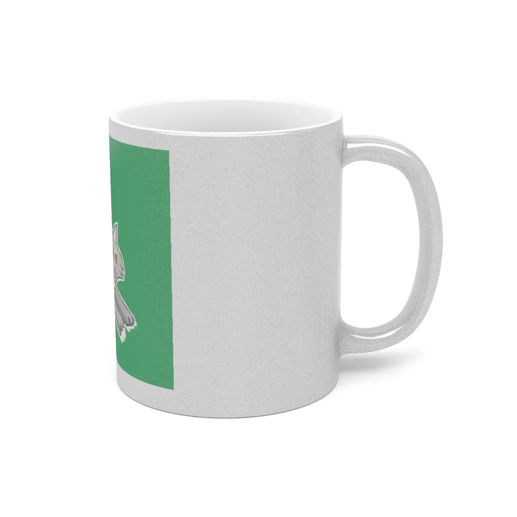 Grey Kitty Metallic Mug (Silver / Gold)