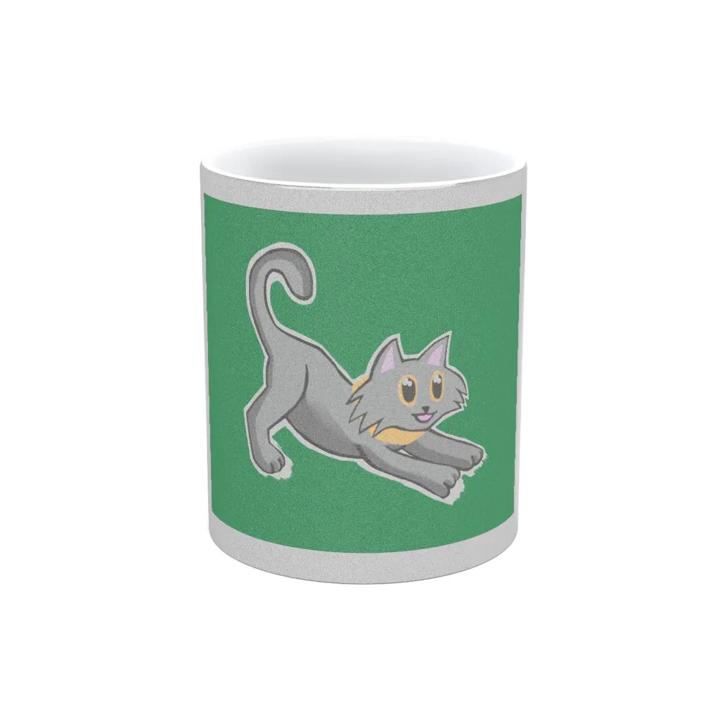 Grey Kitty Metallic Mug (Silver / Gold)