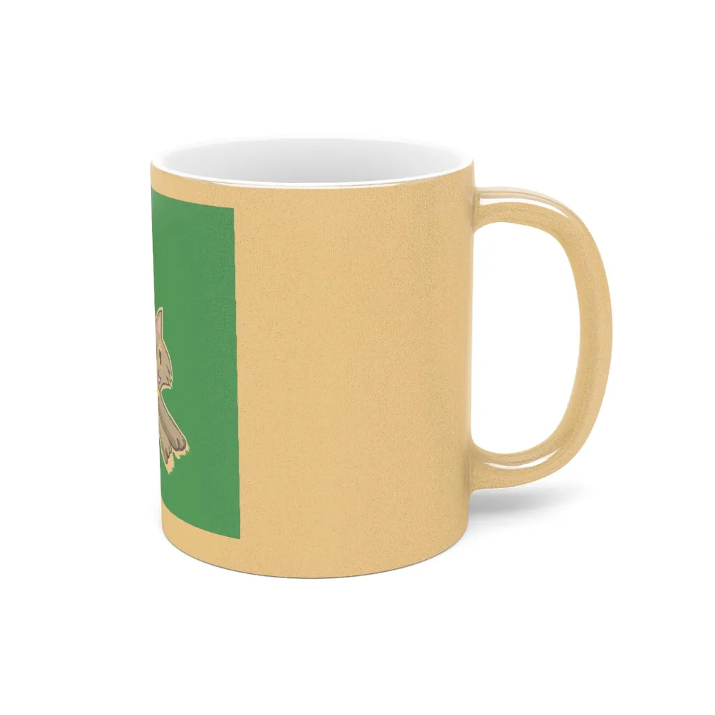 Grey Kitty Metallic Mug (Silver / Gold)