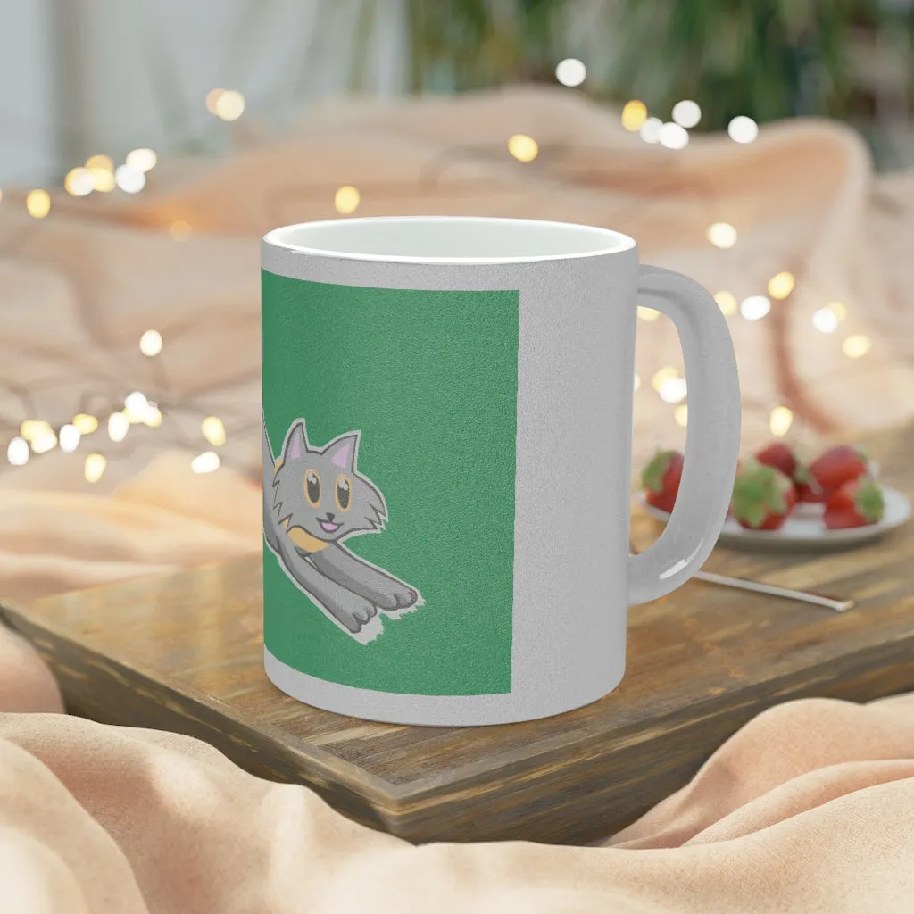 Grey Kitty Metallic Mug (Silver / Gold)