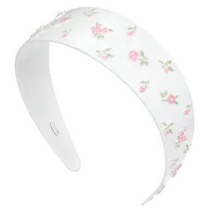 HAND-PAINTED FLORAL HAIR BAND / WHITE