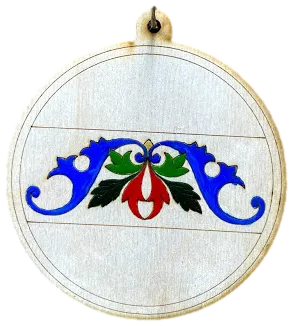 Hand-Painted Wooden Ornaments "Border Design Series"