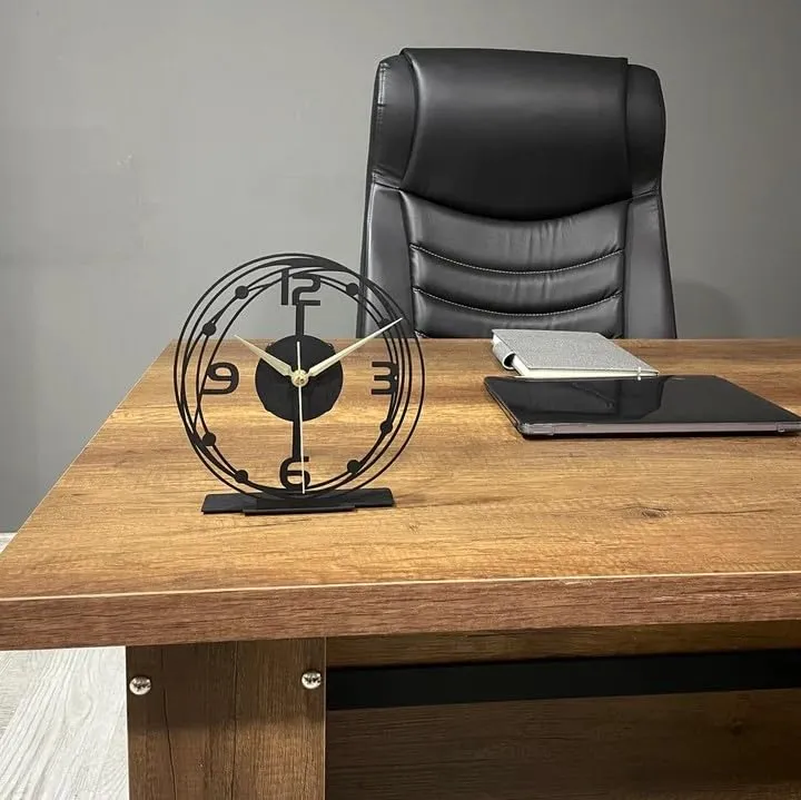 Hari Enterprise Modern Metal Desktop Clock, Tabletop Clock, Office Desk Clock, Home Office Decor,New Job Gift,Classic Clock Gift,Silent Clock,Business Clock