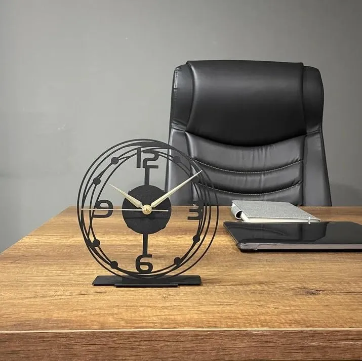 Hari Enterprise Modern Metal Desktop Clock, Tabletop Clock, Office Desk Clock, Home Office Decor,New Job Gift,Classic Clock Gift,Silent Clock,Business Clock