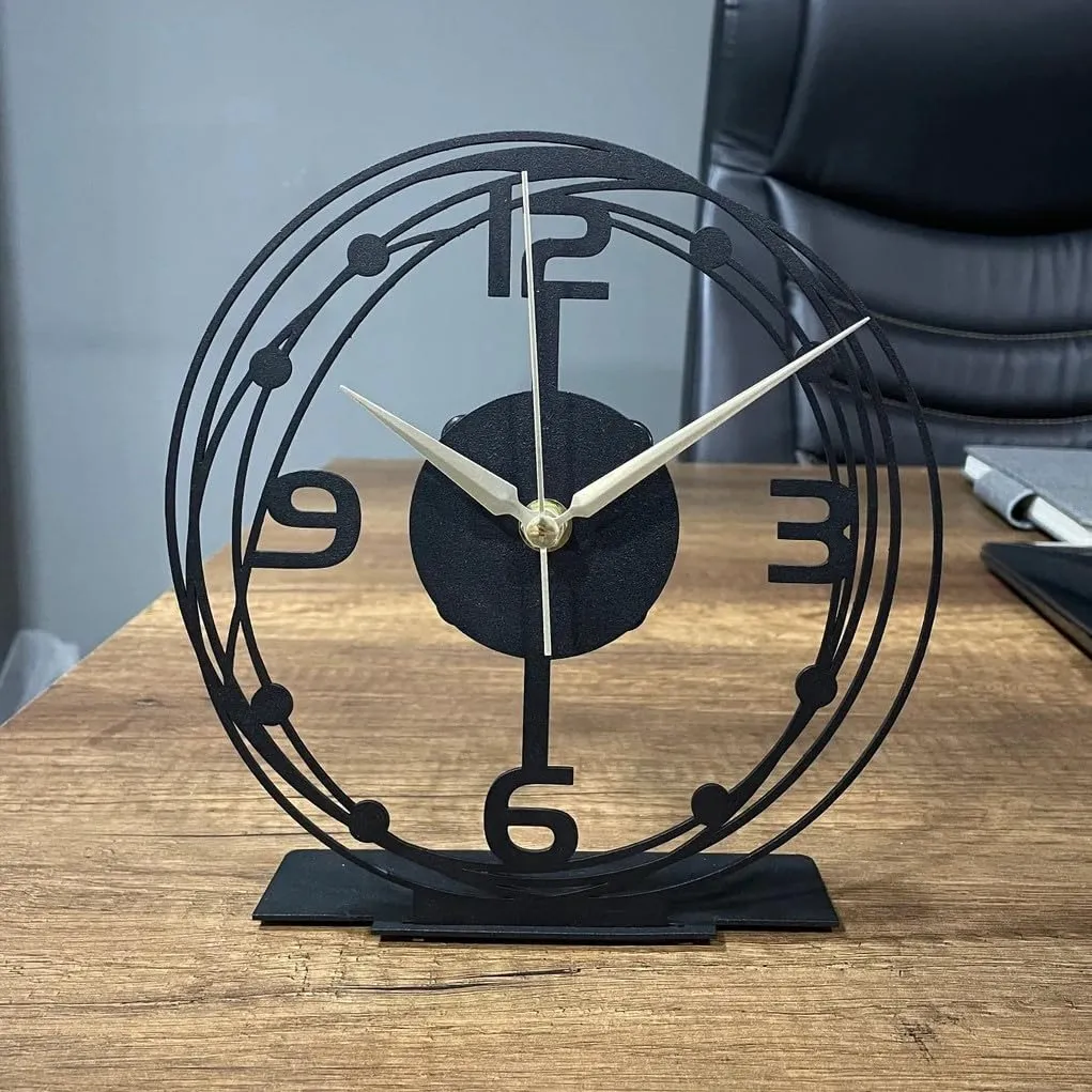 Hari Enterprise Modern Metal Desktop Clock, Tabletop Clock, Office Desk Clock, Home Office Decor,New Job Gift,Classic Clock Gift,Silent Clock,Business Clock