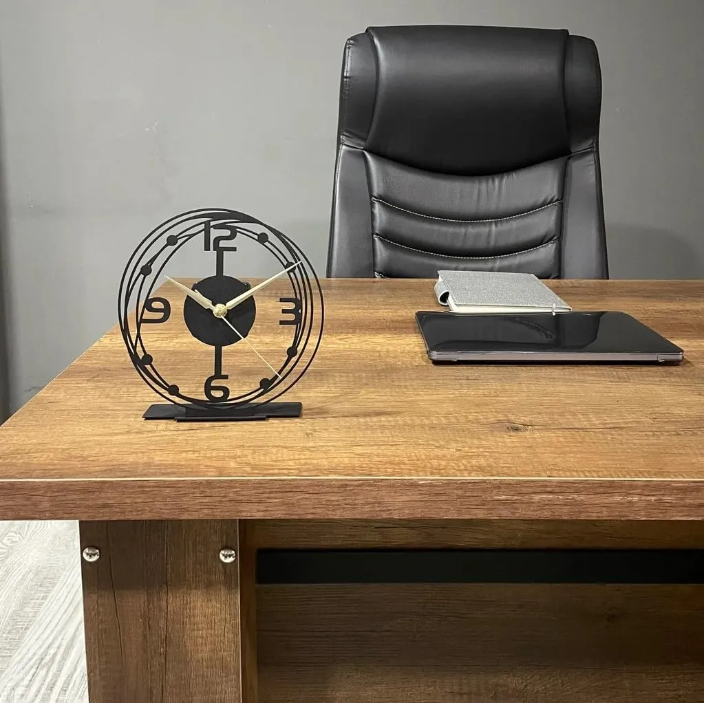 Hari Enterprise Modern Metal Desktop Clock, Tabletop Clock, Office Desk Clock, Home Office Decor,New Job Gift,Classic Clock Gift,Silent Clock,Business Clock