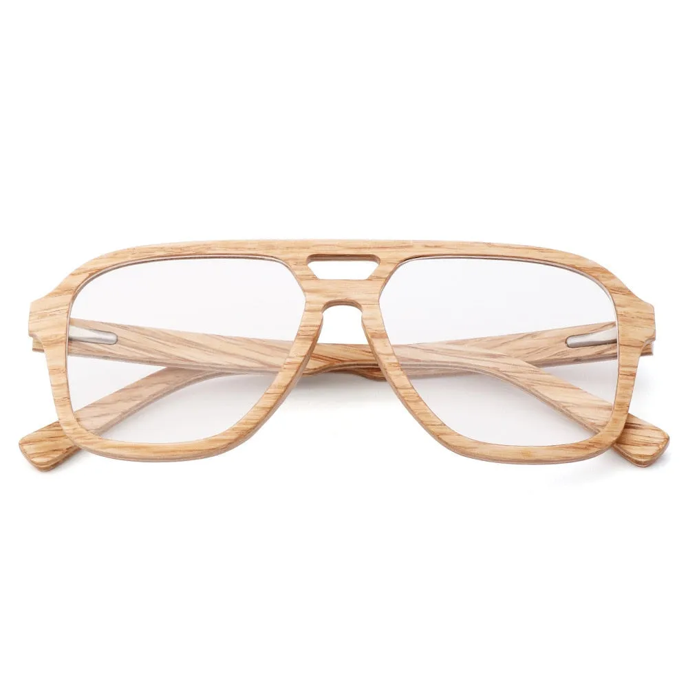 Hdcrafter Men's Full Rim Oval Double Bridge Wood Eyeglasses 5623