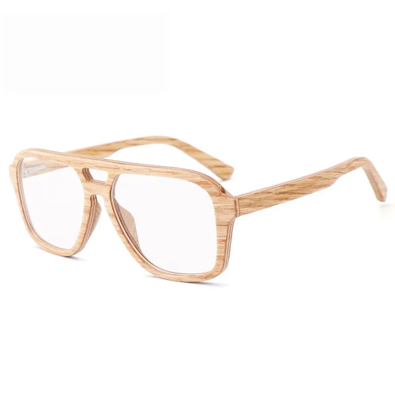Hdcrafter Men's Full Rim Oval Double Bridge Wood Eyeglasses 5623