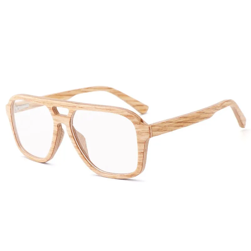 Hdcrafter Men's Full Rim Oval Double Bridge Wood Eyeglasses 5623
