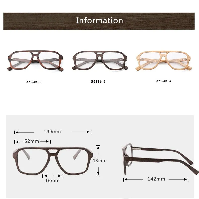 Hdcrafter Men's Full Rim Oval Double Bridge Wood Eyeglasses 5623