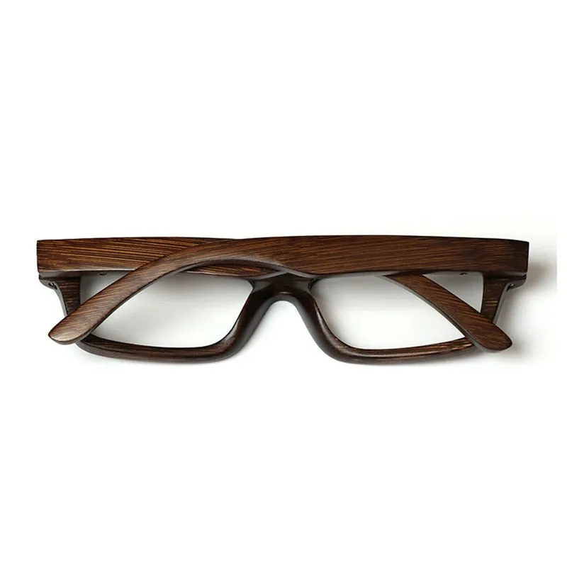 Hdcrafter Unisex Full Rim Square Bamboo Wood Frame Eyeglasses 56190