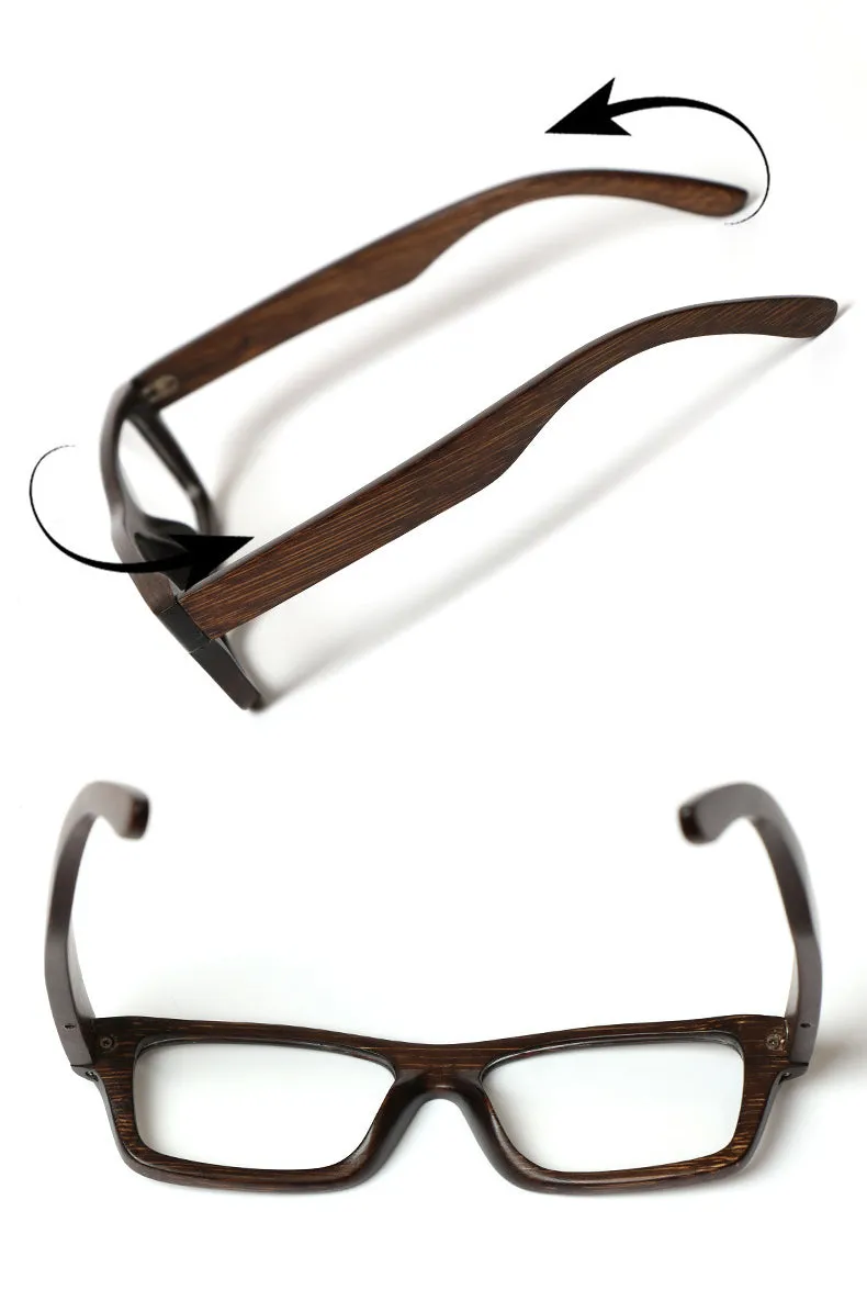 Hdcrafter Unisex Full Rim Square Bamboo Wood Frame Eyeglasses 56190