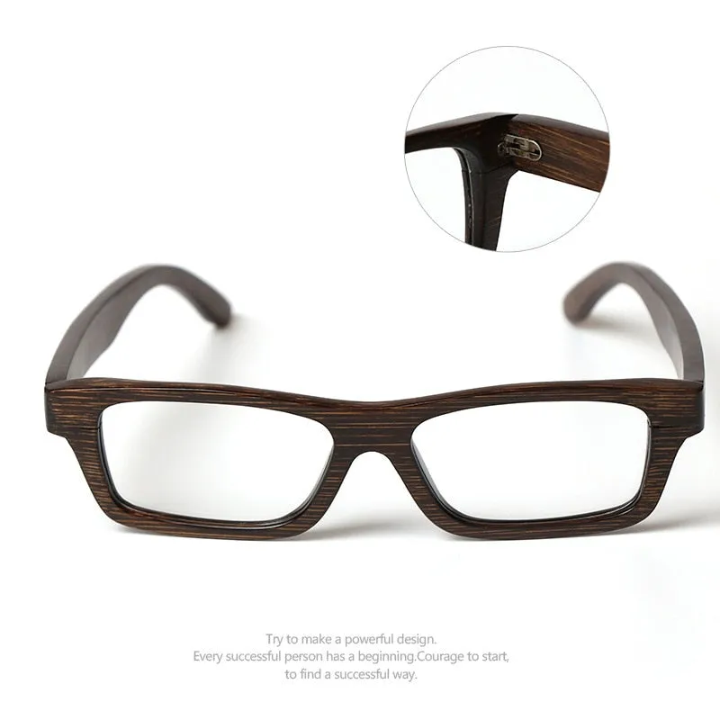 Hdcrafter Unisex Full Rim Square Bamboo Wood Frame Eyeglasses 56190
