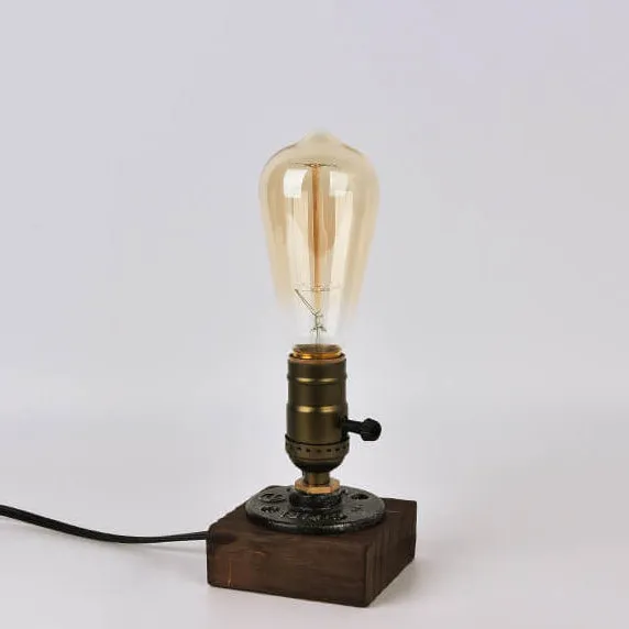 Industrial Vintage Candelabra Iron Pine 1-Light Table Lamp