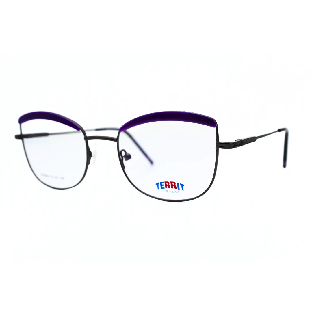Jubleen's Frame Metal Cat Eye Territ 920804 Cat Eye Purple Eye Glass - Gunmetal Black Make a Statement with These Bold and Stylish Cat Eye Frames