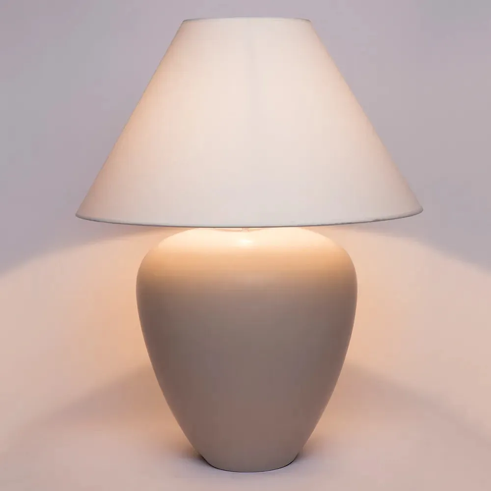 Lamp Ceramic Natural Base White Shade