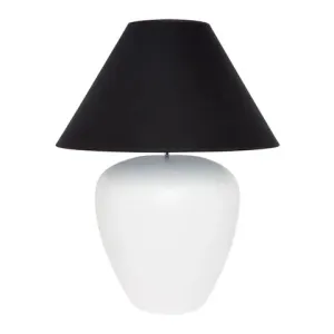 Lamp Ceramic White Base Black Shade