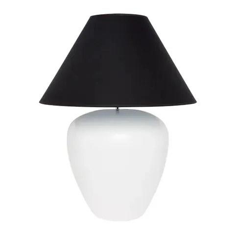 Lamp Ceramic White Base Black Shade