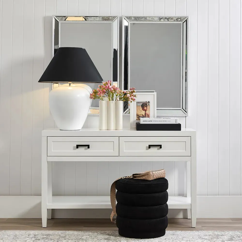 Lamp Ceramic White Base Black Shade