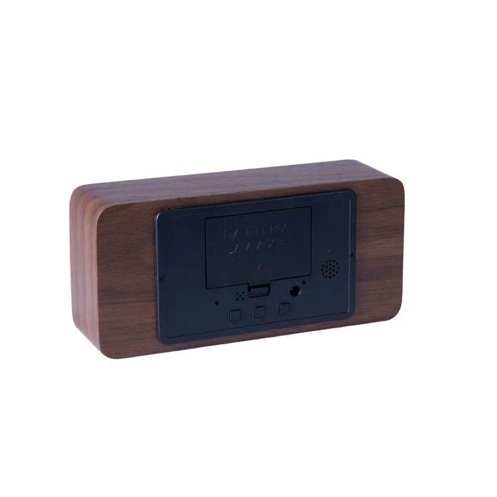 LED Digital Wooden Alarm Clock with Temperature Display