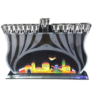 Lily Art - 1056-A colorful Jerusalem menorah crystal menorah