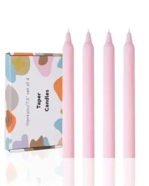 LPUSA 7.5inch Ribbed Taper Candles,Handmade from Vegan Soy Wax for Holiday Wedding Party Home Dinner Decoration Party and Any Occasion(4pcs,babypink)