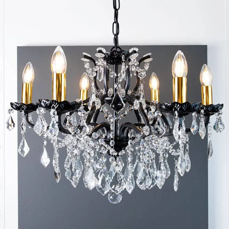 Matt Black 6 Light Shallow Chandelier