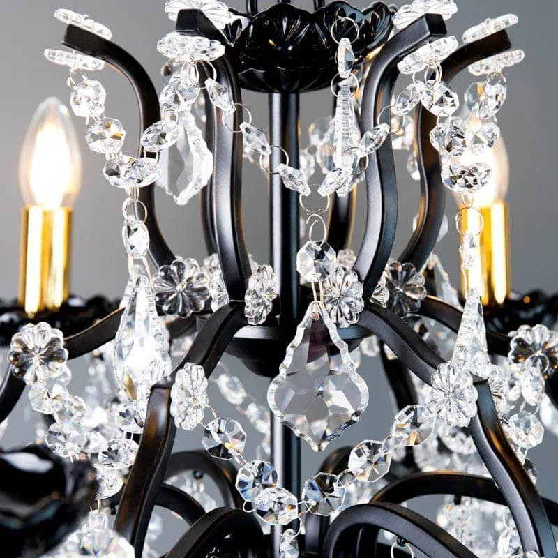 Matt Black 6 Light Shallow Chandelier