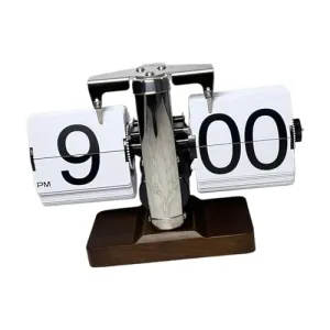 MERISHOPP Auto Pager Turning Clock Retro Flip Digital Clock for Living Room Hotel Desk Black