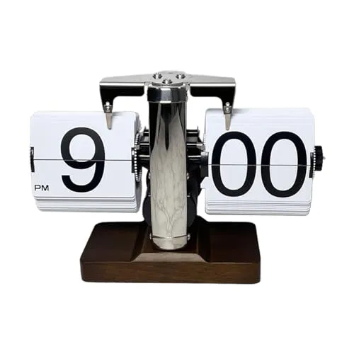 MERISHOPP Auto Pager Turning Clock Retro Flip Digital Clock for Living Room Hotel Desk Black