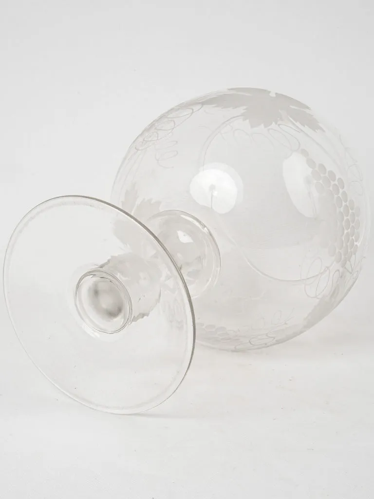 Mid-20th Century Large Etched Glass Grape Coupe 12¼"